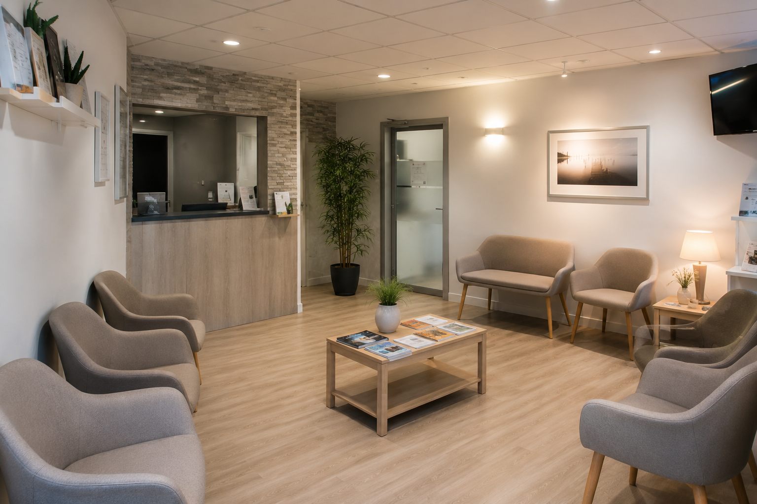 Salle d'attente propre et accueillante